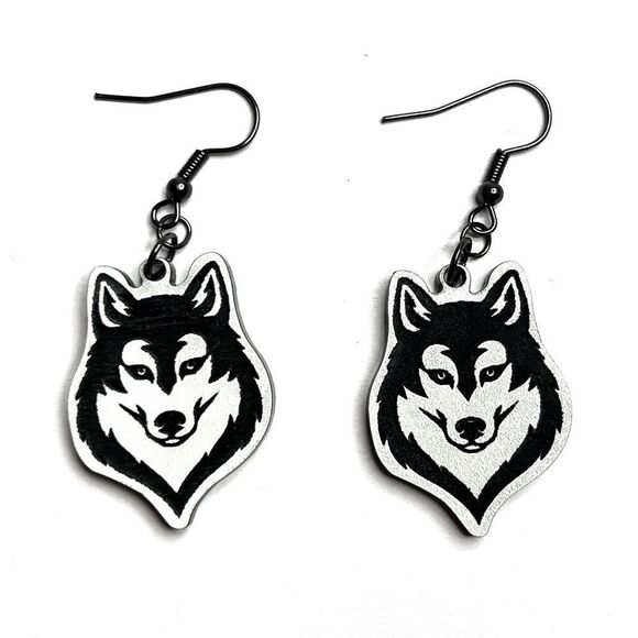 Acrylic handmade wolf earrings - Picture 1 of 2
